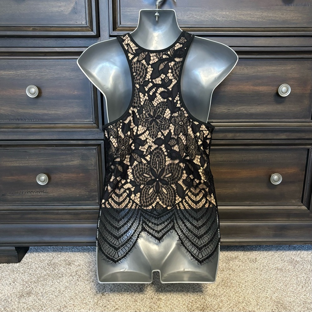 Express black tan lace tank top size xs new with tags - Picture 3 of 3